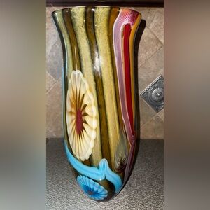 Mid Century modern Artisan Murano Hand Blown Glass Vase